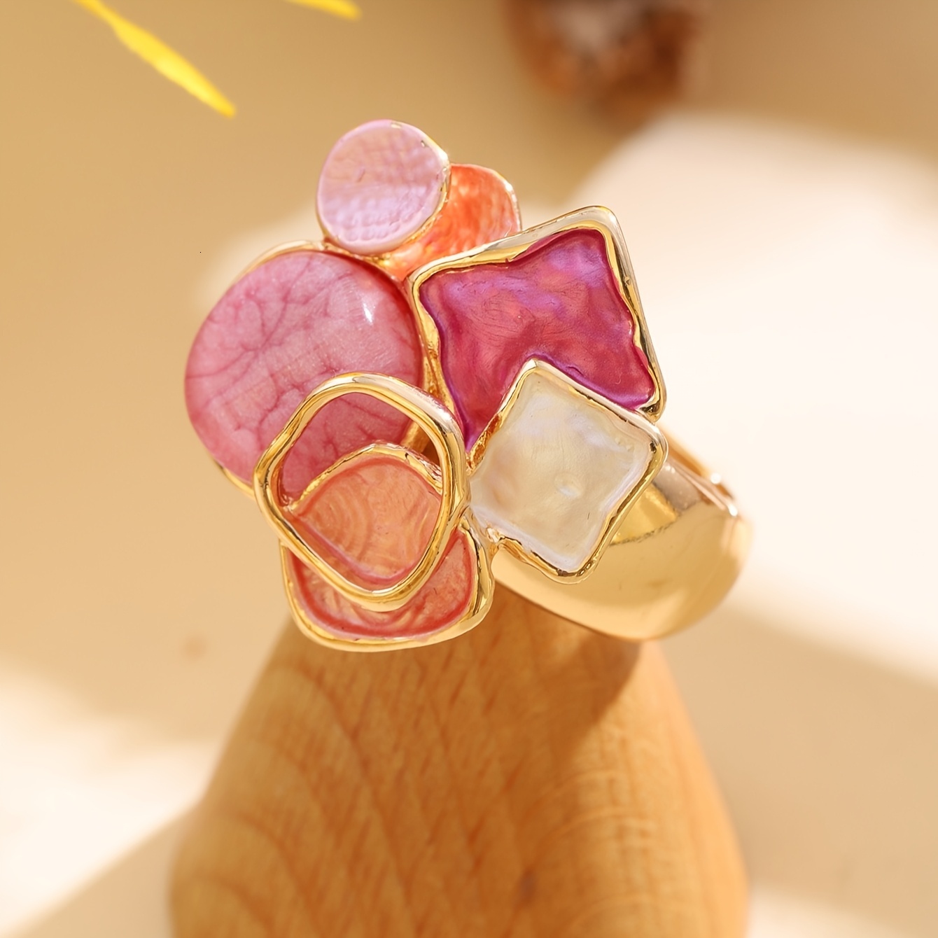 1 High-Quality Zinc Alloy Shape Blue Fashionable Simple Smooth Surface, Unique Irregular Ring Surface Design, Bohemian Fashion Vacation Accessory Fing