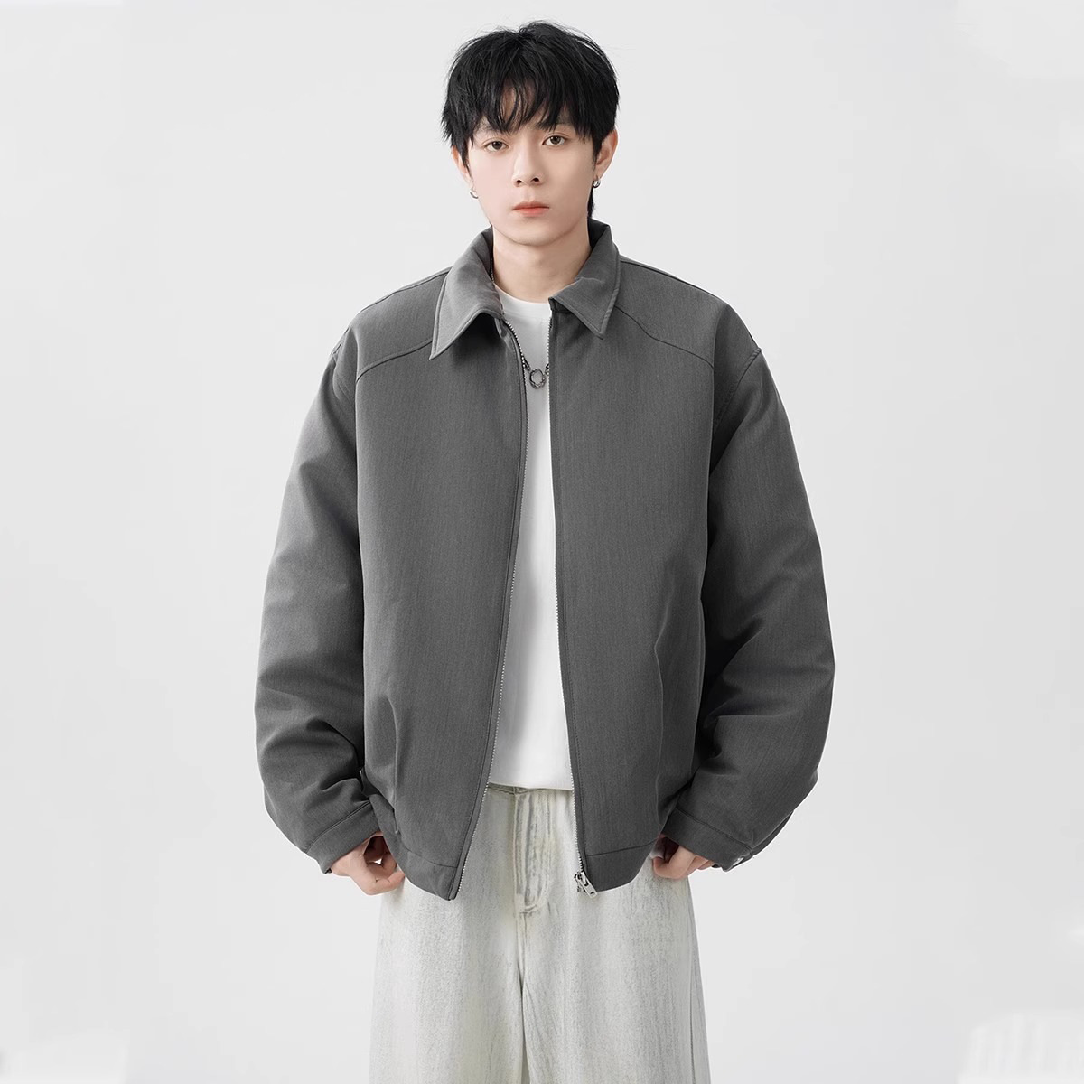 L2202 Sweatshirt Men's Fashion Brand Waffle Fake Two-piece 2024 Autumn New Long-sleeved T-shirt