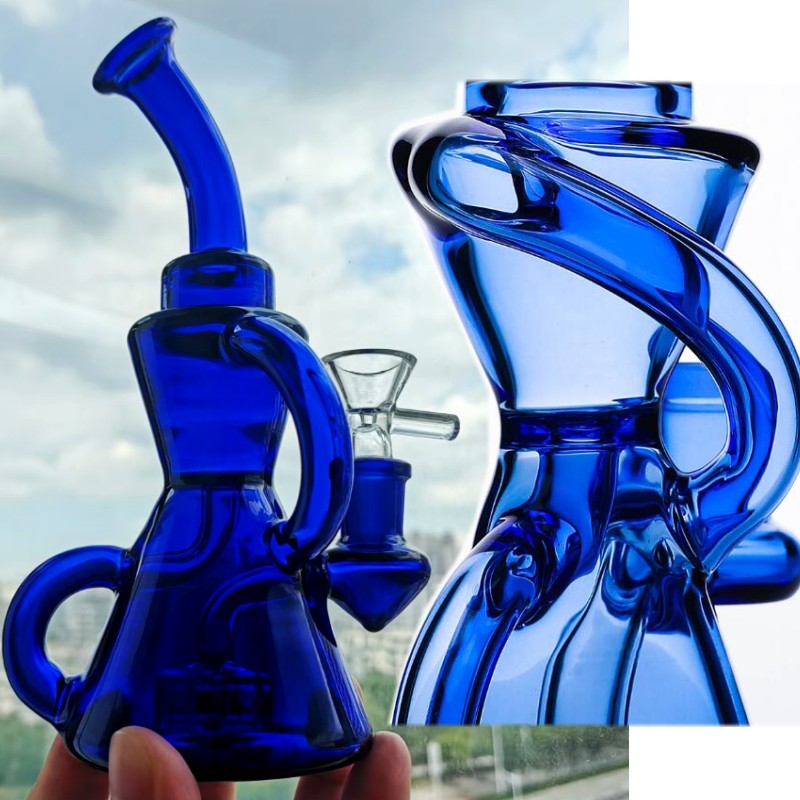 Blue Purple Glass Bong Heady Glass Water Pipes Bubbler Beaker Base Water Bongs For Smoking
