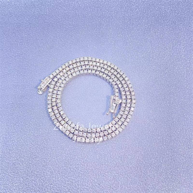 10k White Gold Yellow Gold 2mm2.5mm Wide Lab Grown Diamond Bling Jewelry Diamond Tennis Necklace Chain
