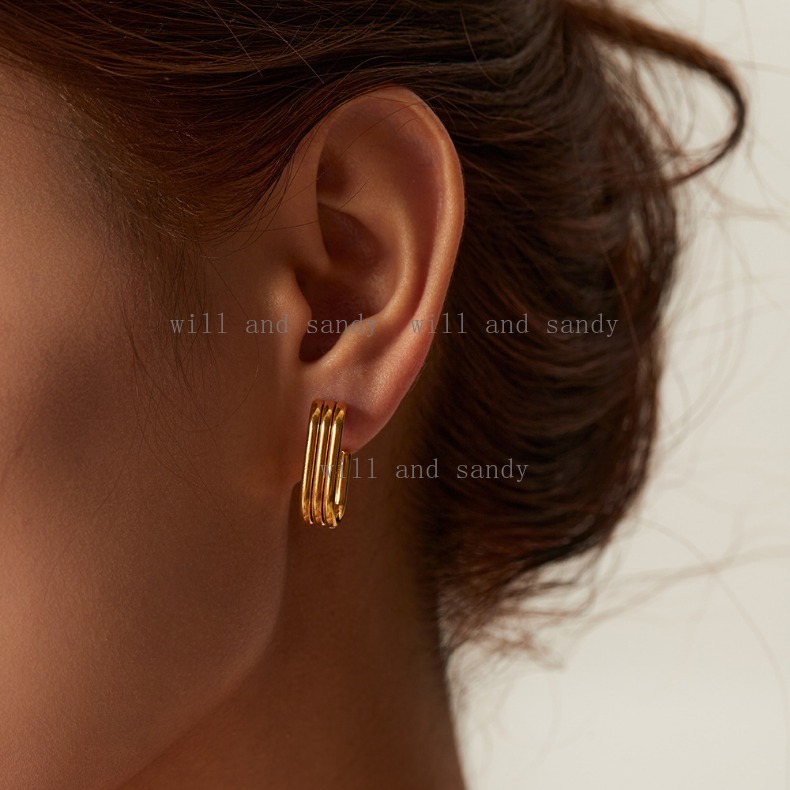 Non Tarnish 18k Gold Link Chain Dangle Earrings Charm Wedding Designer Jewelry Cubic Zironia CZ Water Drop Bead Stud Earrings for Woman Gift Fine Luxu
