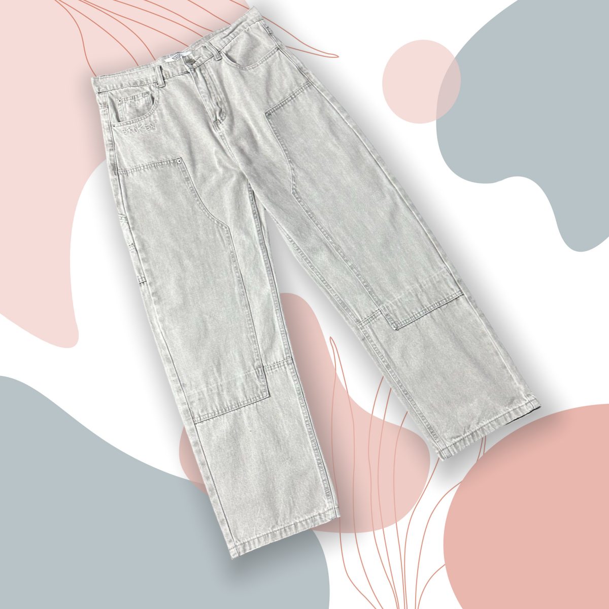 Chic Designer Denim with Unique Graphical Patchwork Design for Fashionistas-BP
