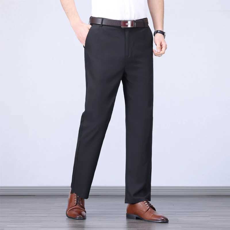 Mens Smart Casual Pants Elastic Sports Mens Quick Drying Pants Spring and Autumn Straight Leg Office Black Navy Blue Work Pant W250826