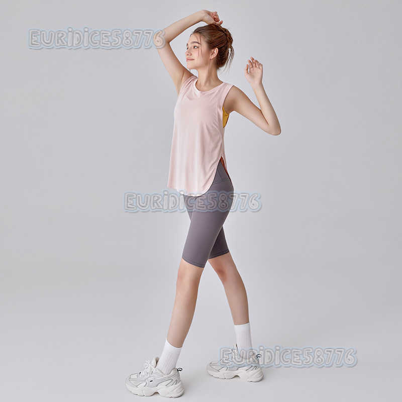 Sports Vest for Women Loose Fit Hipcovering Slimming Yoga Top Tshirt Summer Thin Style Training Fitness Sleeveless Coverup H250825