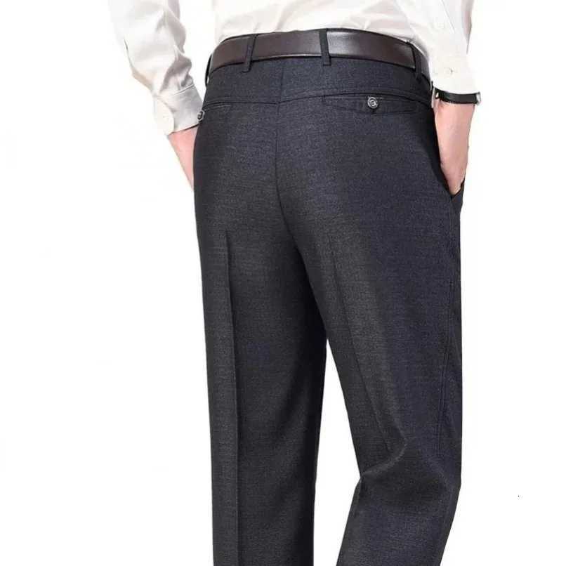 Mens Lightweight Business Casual Pants Summer Thin Autumn Thick Solid Gentle Trousers Male Brand Fashion Suit Pant Black Grey W250826
