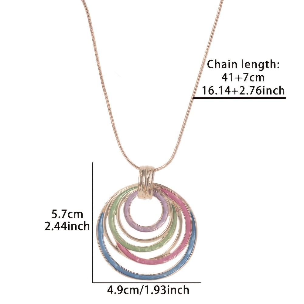 A Women's Pendant Zinc Alloy Enamel Necklace Adjustable Geometric Round Hollow Bohemian Daily Vacation Elegant Personality Creative High-end Jewe