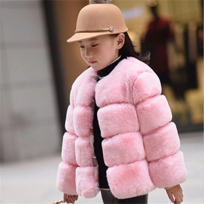 Girls Fur Jacket for Children Tops Clothes Baby Kids Jackets Warm Thicken Coat Solid Color Boys Faux Fur Outwear Coat 250826