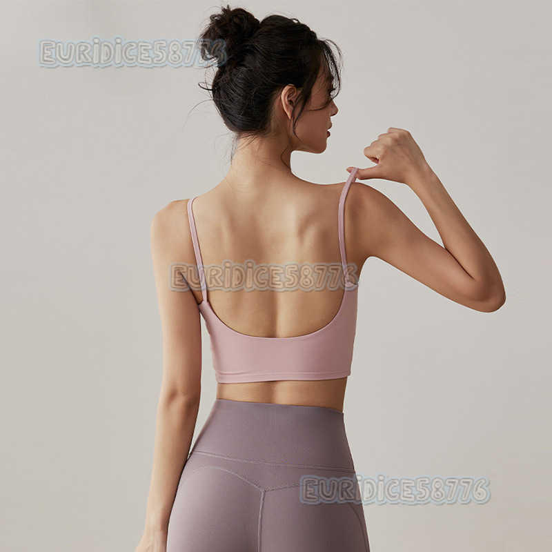 Sports Bra with Chest Pads for Women Beautiful Back Thin Straps Fitness Bra Pushup Pilates Training Yoga Vest Summer H250825