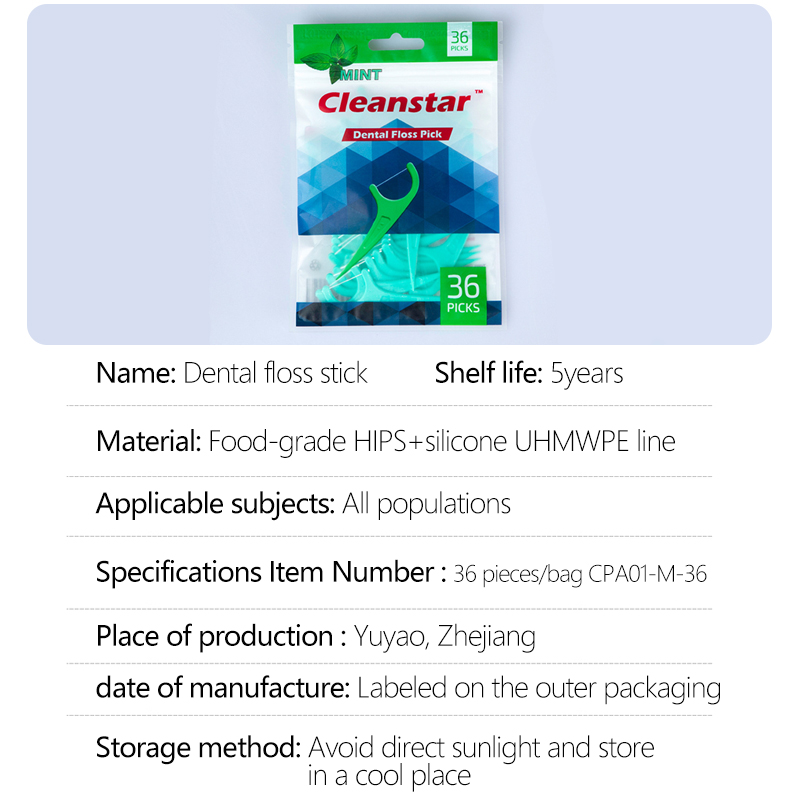 36-piece bag of premium portable dental floss sticks that are gentle on gums, suitable for hotels and home use, with bow-shaped floss picks