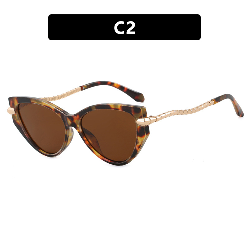 2025 Trendy Chain Cat Eye Sunglasses for Women Stylish Retro Over sized Sun Glasses with UV Protection