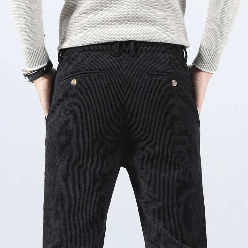 2024 Spring Autumn Mens Corduroy Casual Pants Business Fashion Solid Color Elastic Regular Fit Trousers Male Size 2938 W250826