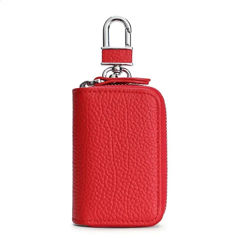 Unisex Business Gift Cow Genuine Leather Base Fashion Small Bags Purse Case Office Use Black Multifunction Key Pack Holders