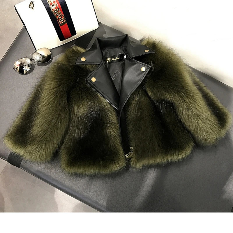 Winter Mother Daughter Faux Fur Leather Coat Childrens Artificial Fox Fur Girls Jacket Kids Elegant Boutique Clothes TZ422 250826
