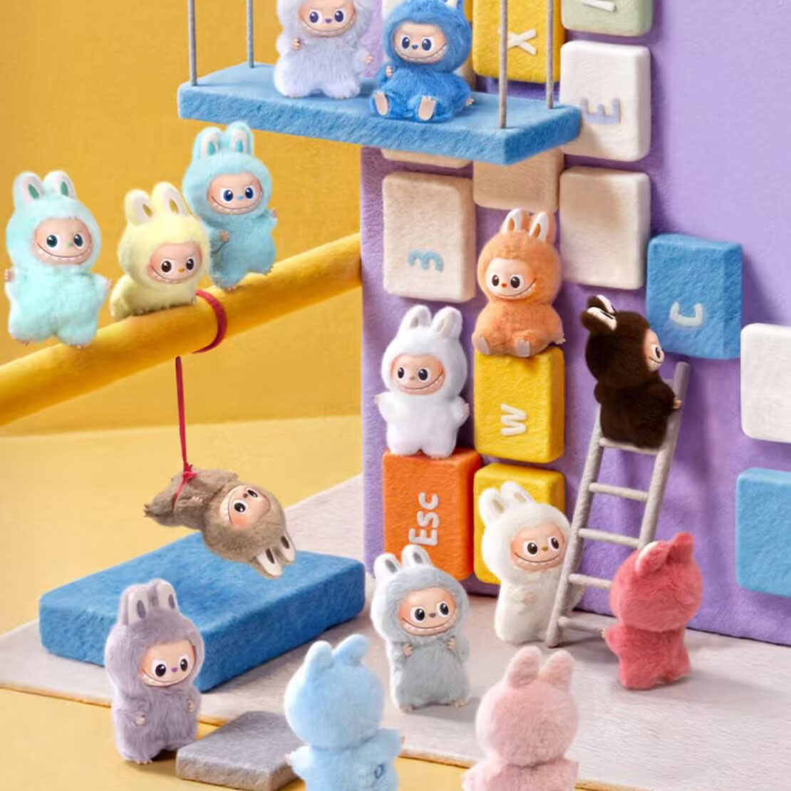 10cm V4 Labubu Blind Box Plush Doll 30color Macaroon Action Animation Character Doll Hobby Pendant Decoration Cute Mysterious PVC Children Day Surprise Gift