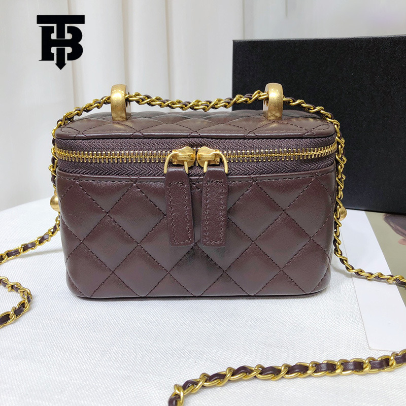 TB BHULAMTE Designer Sheepskin Bag Genuine Leather Ladies' Bag Golden Ball Quilted Chain Bag High-end Luxury Bag Lipstick Crossbody Small Square 