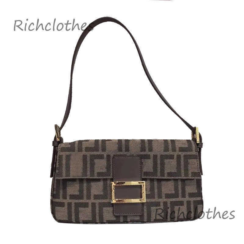High Quality Women Crossbody FF Baguette Bags Luxury Brand Vintage Shoulder Canvas Messenger Bag Underarm Half Moon Handbag Purse Wallet Brown Bags