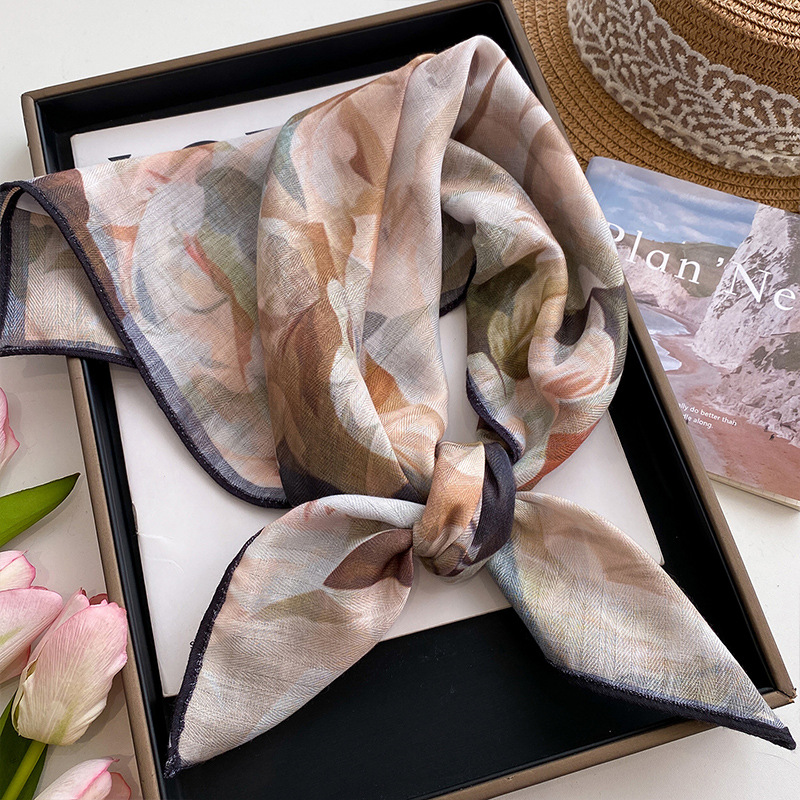 K1718 Women's Bohemian Scarf Cotton Linen Wrap Shawl Ethnic Print Vintage Style Scarf for Women Travel Beach Oversized