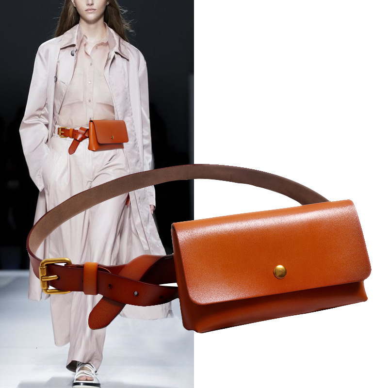 Real Leather Waist Belt With Phone Bag Fashion Cowskin Fanny Packs Women Mini Flap Adjustable Waistband Women Cowhide Chest Bag