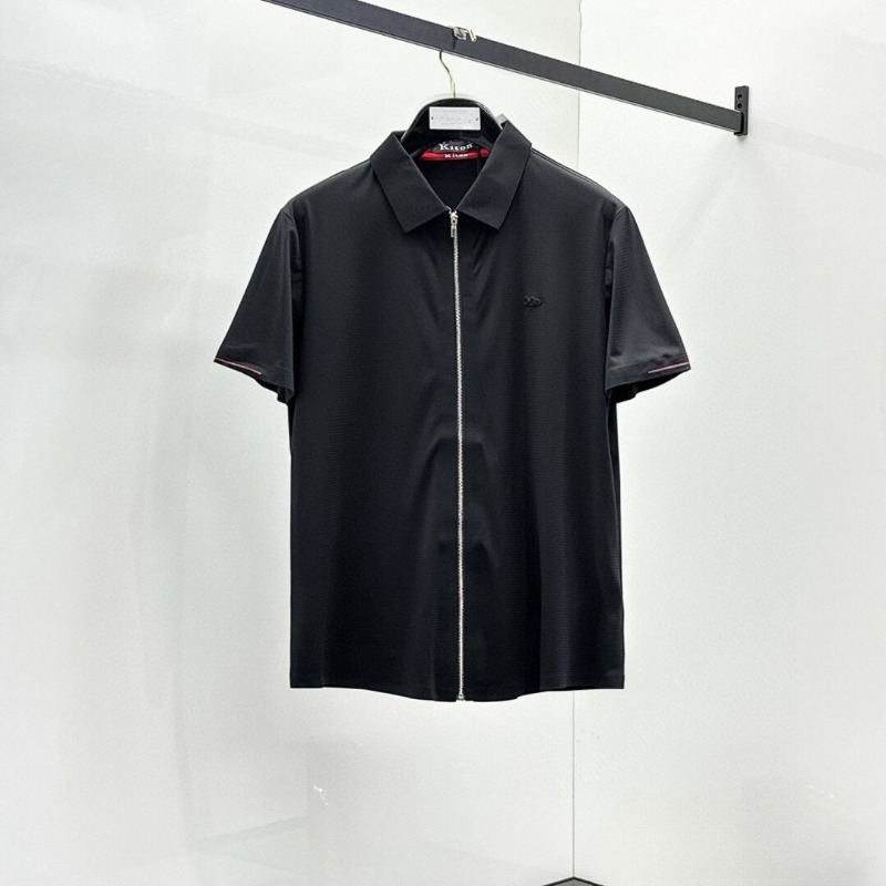 Luxury Designer Mens Shirts Kiton Zipper Short Sleeve Leisure Lapel Polos K1289