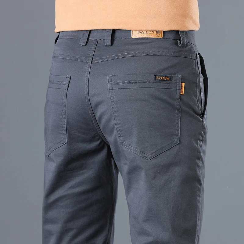 2024 Mens High Quality Pure Cotton Classic Solid Color Casual Pants Business Stretch Cotton Slim Straight Brand Trousers Male W250826