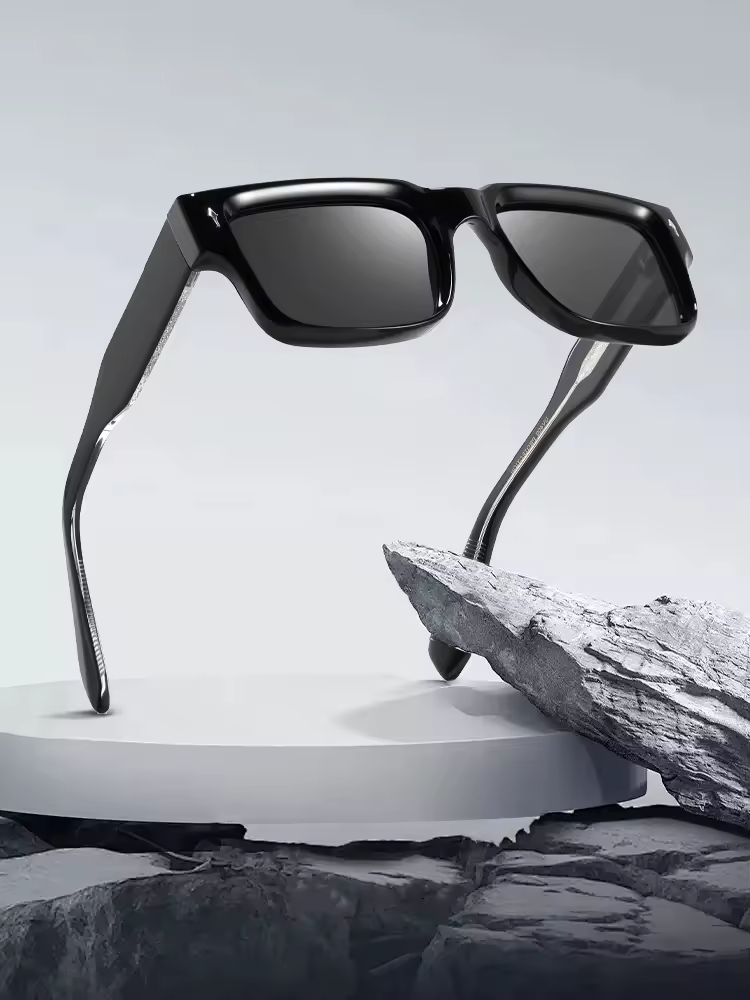 New low minimum order quantity luxury sunglasses polarized TR90 thick rectangular custom logo acetate sunglasses 2025