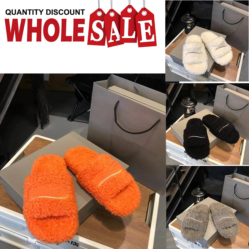 Slides P Designer men women Slippers Ladies Wool Winter Fur Fluffy Furry Warm Letters Sandals Comfortable Fuzzy Girl Flip p Slipper Pink Beige White Red Free shipping