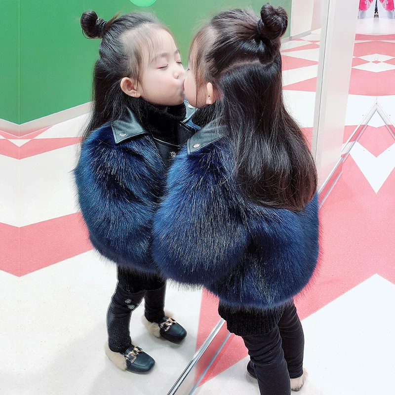 Winter Mother Daughter Faux Fur Leather Coat Childrens Artificial Fox Fur Girls Jacket Kids Elegant Boutique Clothes TZ422 250826