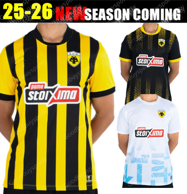 2526 AEK Athens soccer jerseys Football Shirts Mantalos Salvador Pierrot Koita Pineda Vida Strakosha Moukoudi maillots Uniforms