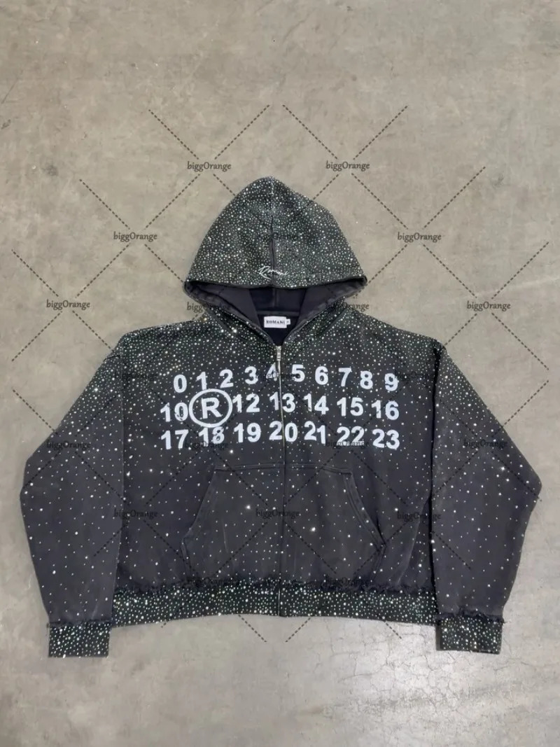 High Street Harajuku Letter Print Oversized Zipped Hoodie Women Y2K 2025 Hiphop Casual Rock Trendy Loose Sweatshirt Men 250826