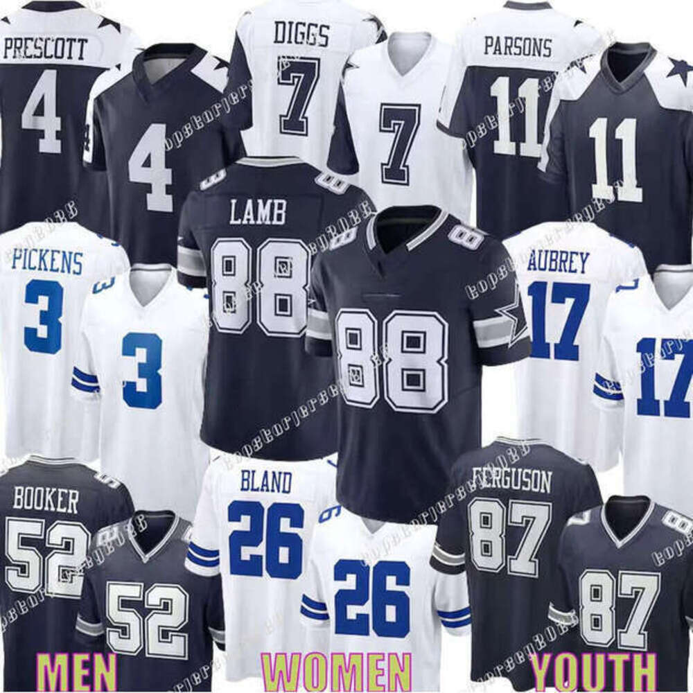 Football Jersey Micah Parsons George Pickens Dak Prescott CeeDee Lamb Jake Ferguson Roger Staubach Miles Sanders Trevon Diggs Troy Aikman Tyler Booker jer