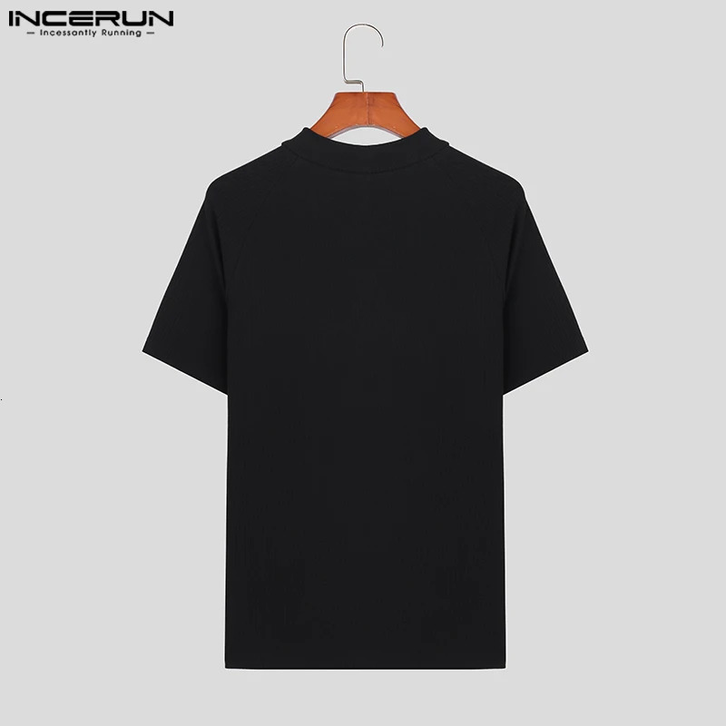 Handsome Well Fitting Tops INCERUN Mens Deconstructed Double Zipper n Tshirts Casual Striped Short Sleeved Camiseta S5XL 250825