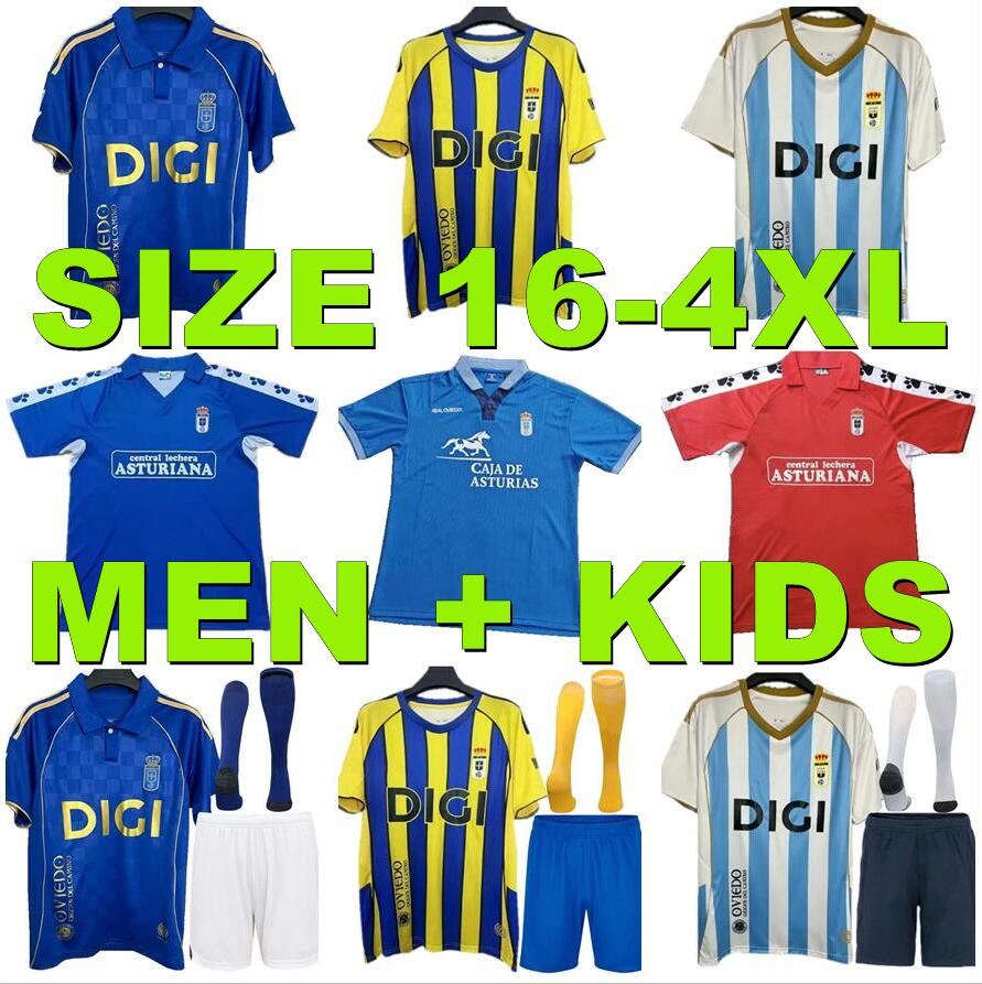 4XL 25 26 Real Oviedo Camisetas de men Soccer Jerseys ALEMAO 2025 2026 S.CAZORLA BORJA CAMARASA SEOANE R.FOLCH Y.MOSSA BORJA Camiseta Equipacion 90 91 Retro Mens kids kit