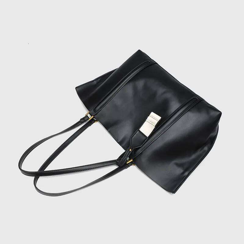 2025 Fashion Tote Handbags PU Leather Bags Women Black Large Capacity Shoulder Handle Purse For Travel Shopping Bag
