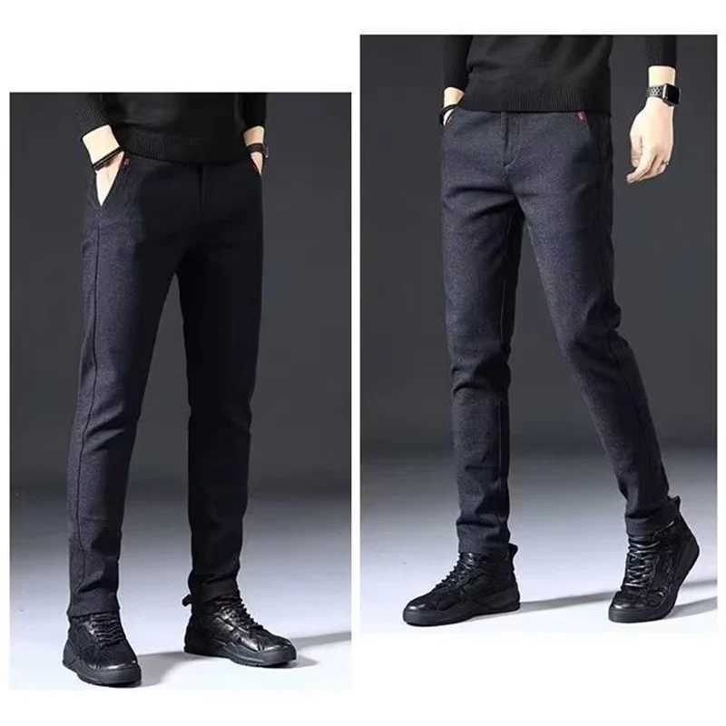 Mens Straight Leg Long Daily Pants Casual Straight Slim Fit Narrow Leg Trousers Stylish Male Suit Work Fashion Blue Gray Pants W250826