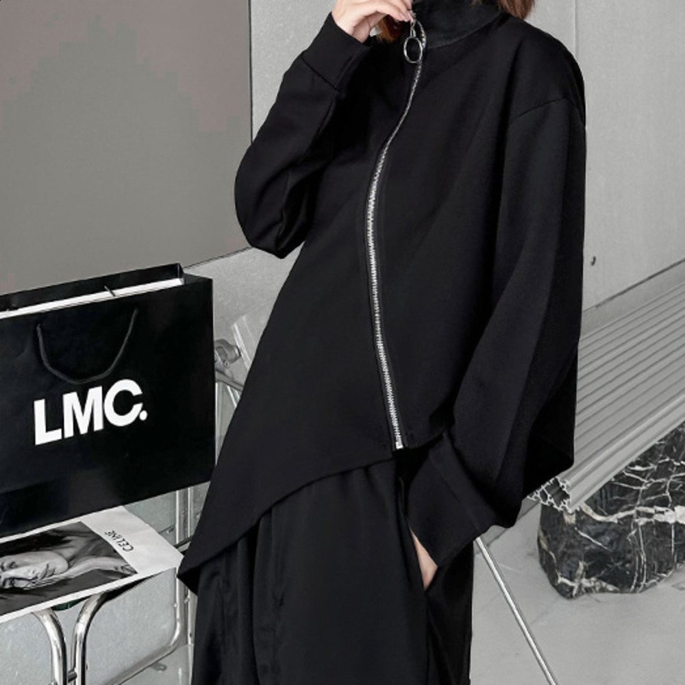INCERUN Men Cloak Coats Solid Color Turtleneck Zipper Streetwear Irregular Ponchos Fashion Casual Men Long Trench S-5XL 240805