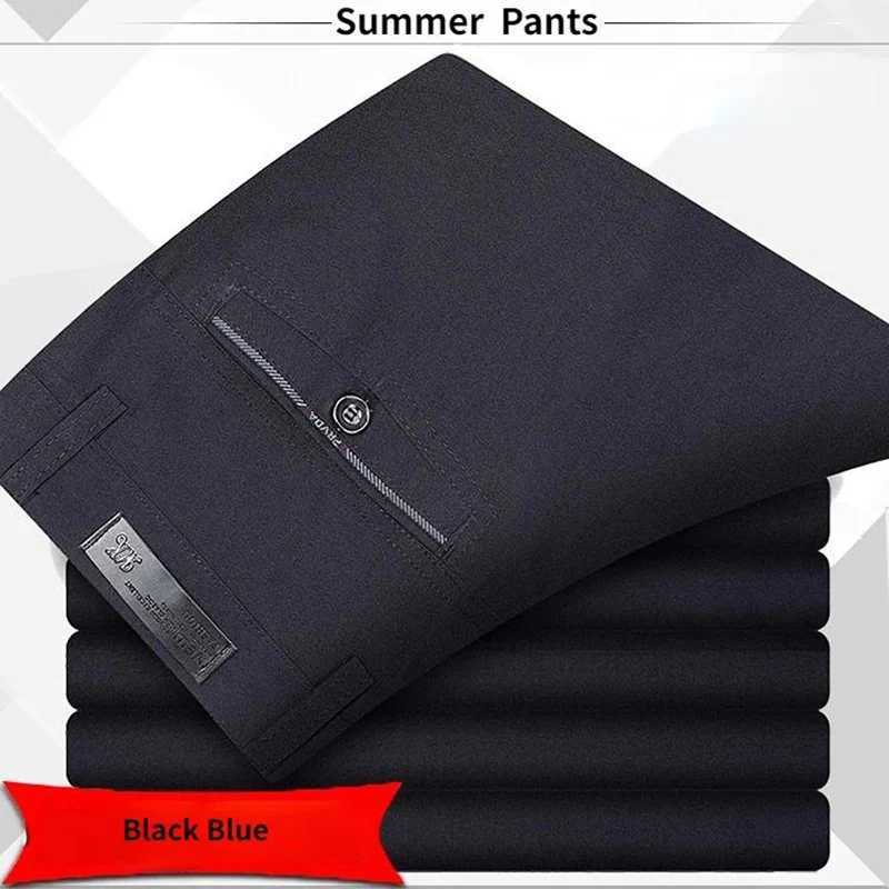 Autumn Summer Casual Pants Men Straight Formal Long Trouser Adult Solid Color Flat Design Thick Suit Pant Business RIYBEOE W250826