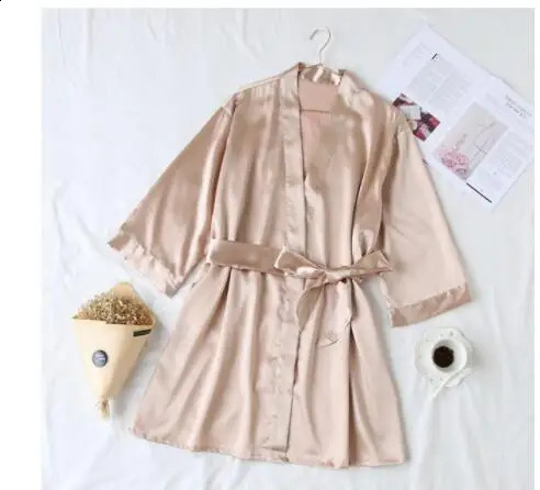 Summer Champagne Chinese Bride Wedding Robe Satin Sleepwear Women Nightgown Sexy Nightdress Lady Kimono Bathrobe Gown Negligee 250826