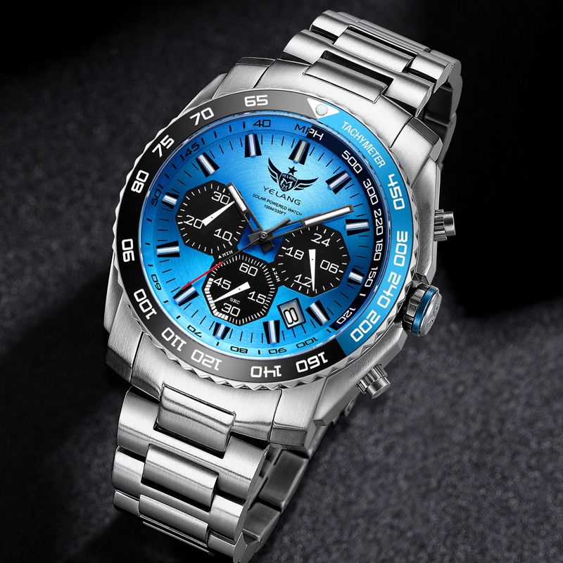 Yelang Watch V1215 44MM Man Sports Watch Japan VR42 Eco-Drive movement Diving Watch 100m Professional Waterproof T100 luminous