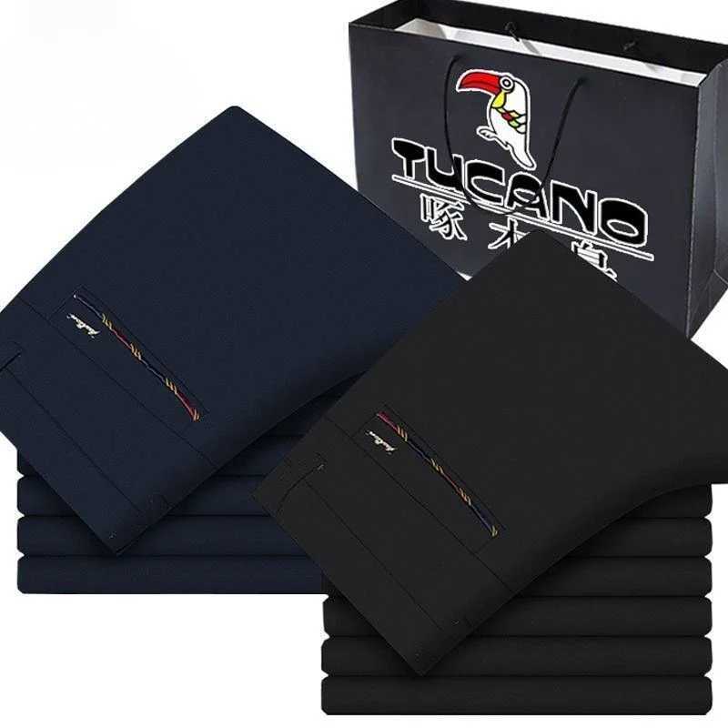 2024 New Mens Dress Pants Black Suit Pants Straight Slim Stretch Business Trousers Korean Style W250826