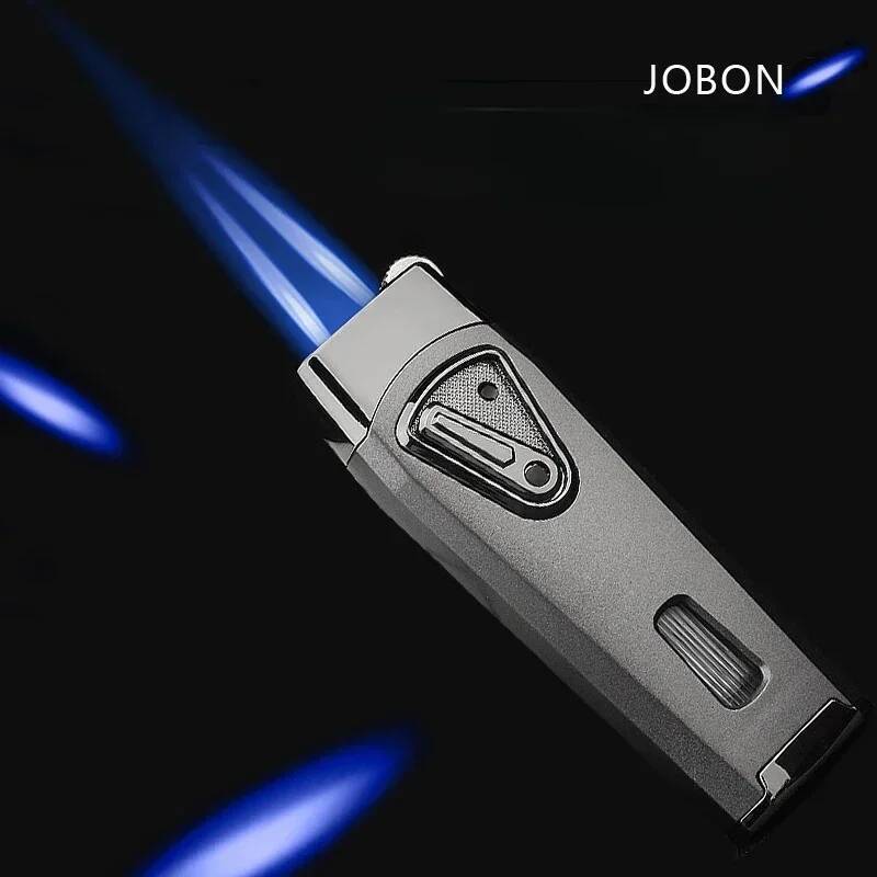 JOBON Creative Metal Outdoor Windproof Butane Gas Blue Flame Turbo 2 Torch Jet Cigar Lighter Kitchen Baking BBQ Tools