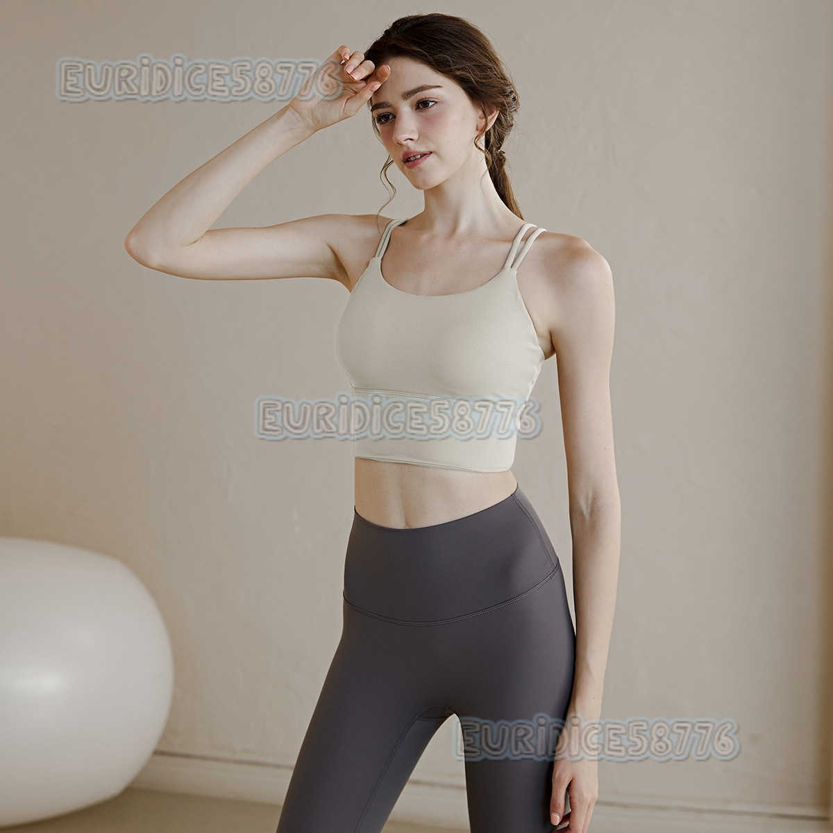 Allinone Sports Bra Shockproof Camisole Fixed Chest Pad Running Antislip Beautiful Back Yoga Fitness Bra H250825