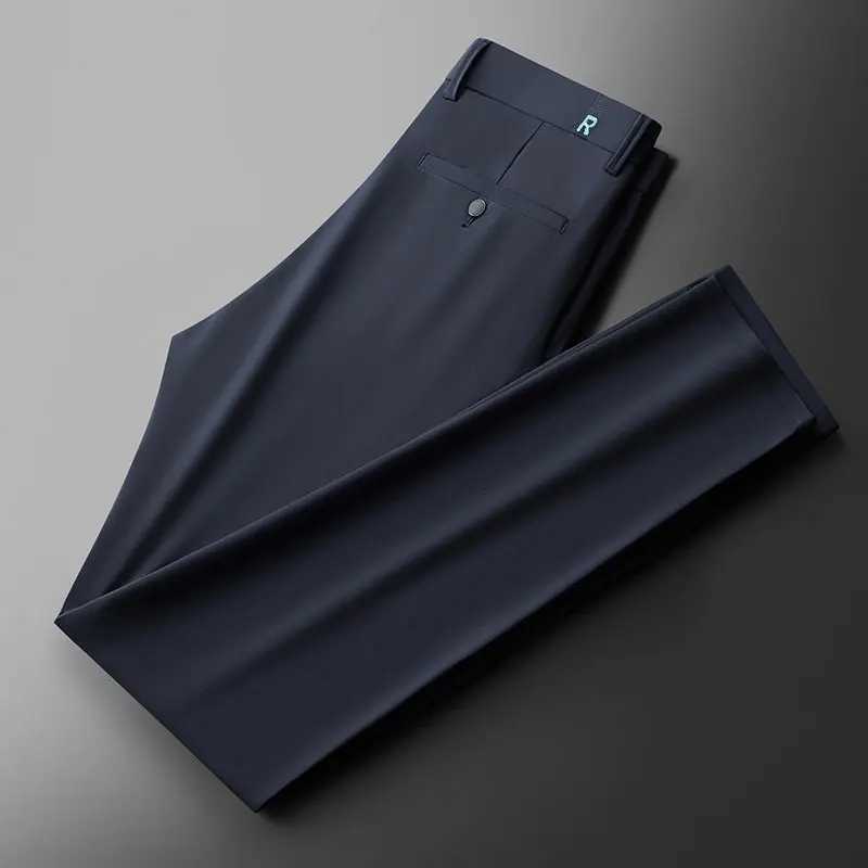 2024 New Thin Men Brand Business Casual Suit Pants Straight Slim Soft Fabric Trousers Spring Summer Elegant Popular Mens Clothing W250826