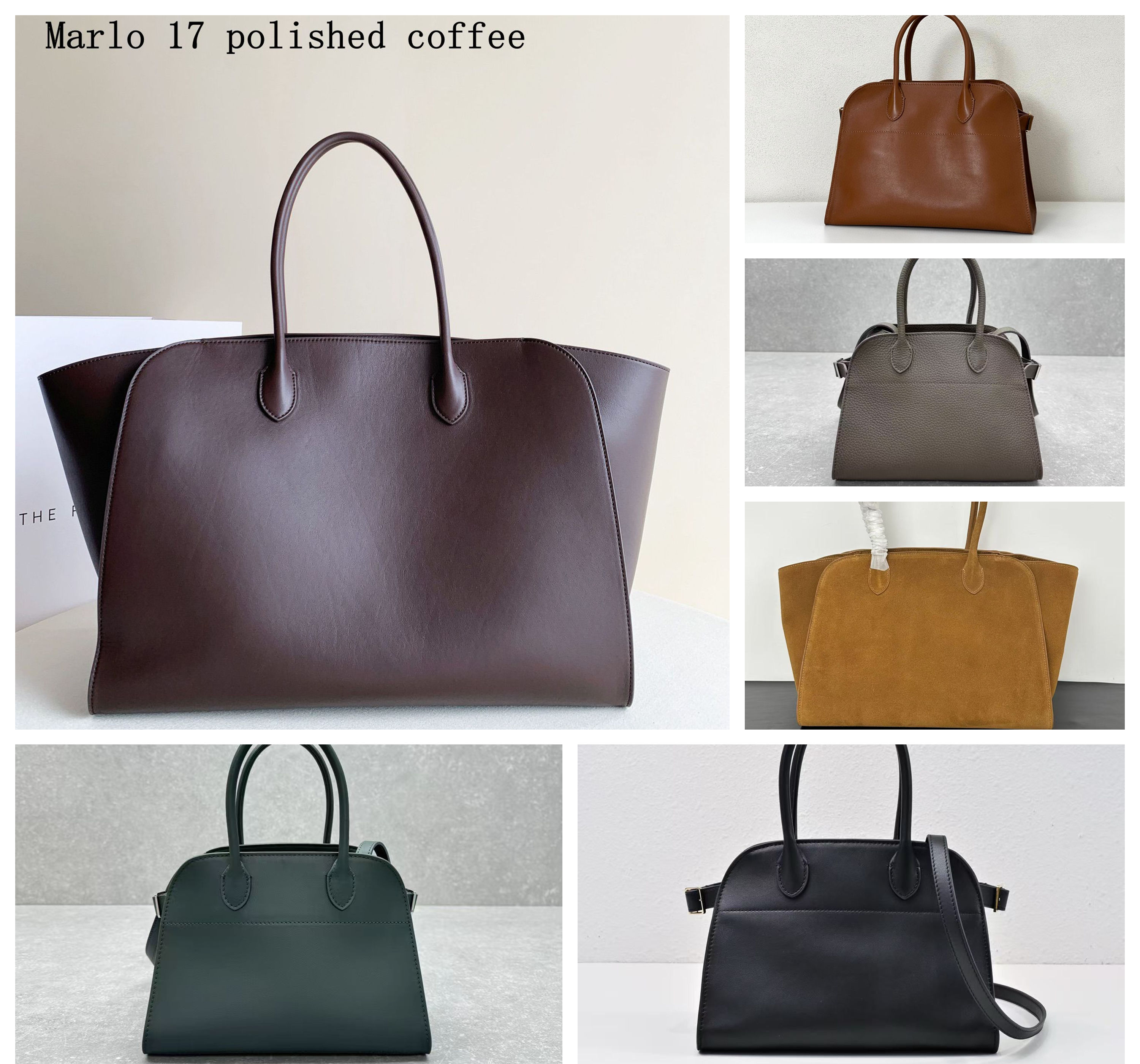 Large Capacity Totes Margaux 17 Bag Handbag Park Tote Leather Women Camdem Flat Shoulder Strap Closure Terrasse Purse Marlo 12 bag Margaux 12 EW shoulder the rowwe bag