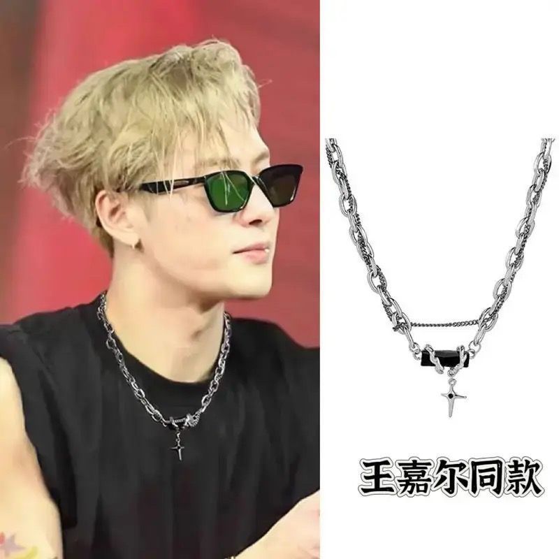 Same item necklace trendy high-end ins autumn and winter irregular men's hoodie design sweater accessories