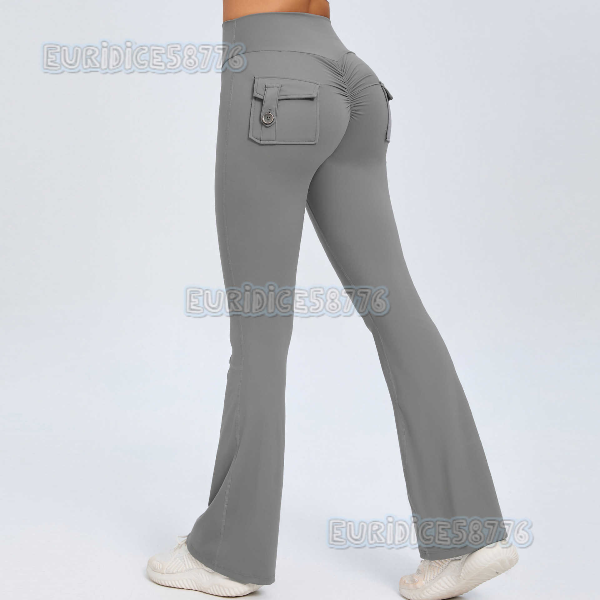 Button Peach Hip Lift Yoga Flare Pants Fitness Sports Wide Leg Slightly Flared Pants High Waist Quickdry Yoga Pants for Women H250825