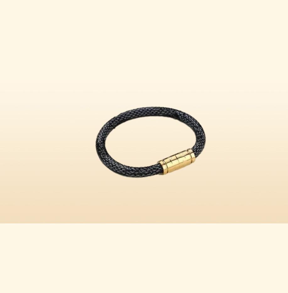 brand designer bracelet Classic flower plaid leather rope gold silver buckle beads hand rope men women couple bracelets luxury fas6390681