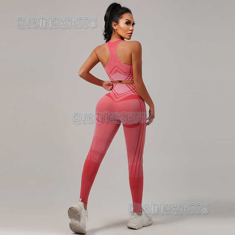 New Seamless Gradient Tiedye Padded Sports Bra Hiplifting Highwaist Yoga Leggings Tightfitting H250825