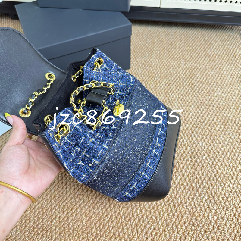 25X12X23CM Fashion storage bags classic woolen fabric backpack chain bucket bag gift packing box