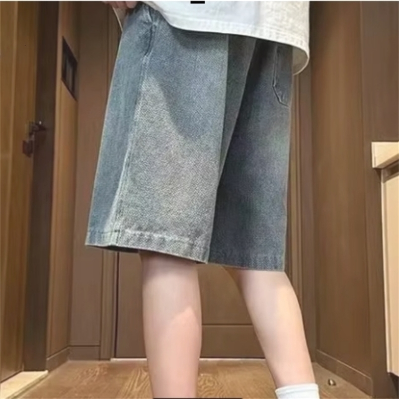 Summer mens seven inch jeans fashion n slim fit straight leg short casual loose wide denim shorts y250825