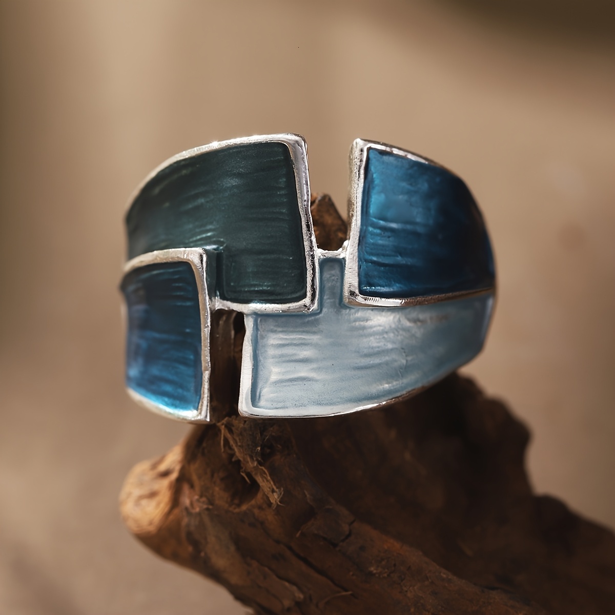 1 Piece Fashion Bohemian Simple Geometric Elastic Adjustable Ring for Women Spring Summer New Gold Zinc Alloy Blue Thin Coating Daily Party Vacation G